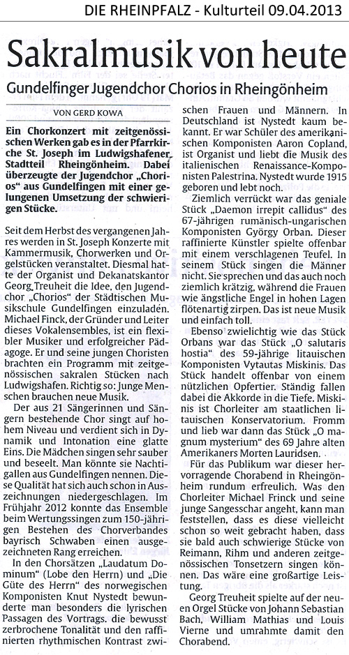 CHORios in Ludwigshafen/Mannheim - PRESSE